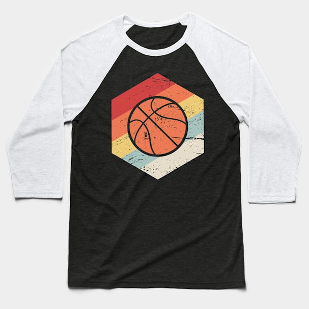 Retro 70s Basketball Icon Baseball T-Shirt by MeatMan